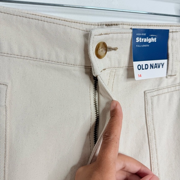 NWT Old Navy Utility Straight High‎ Rise Beige Size 14 Minimalist Neutral Modern - Picture 8 of 10